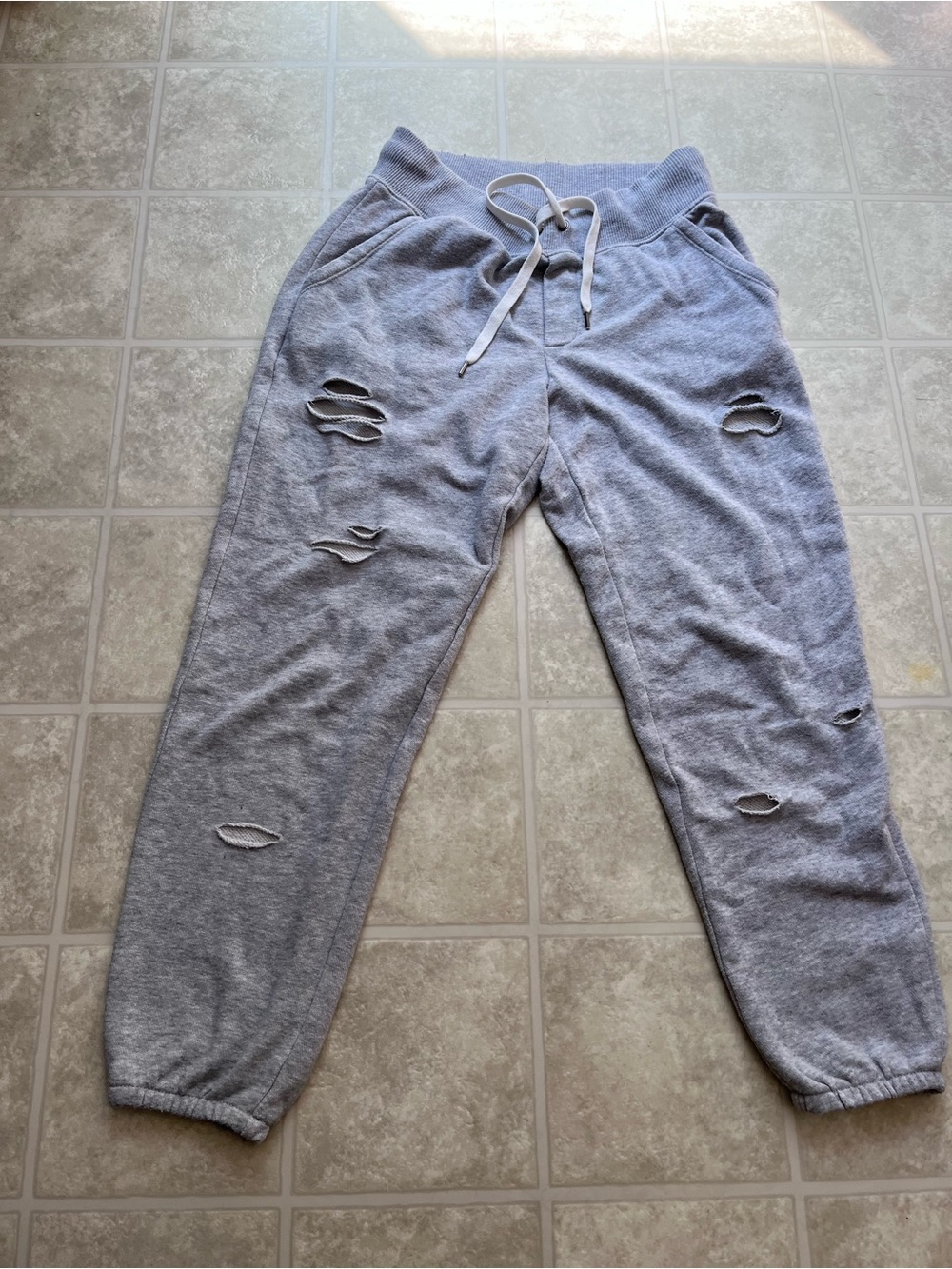 Aerie Distressed Grey Track Pants Size Small